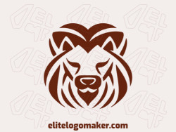 Abstract logo with a refined design forming a lion head, the color used was brown.