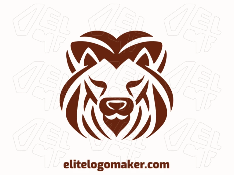 Logotipo abstracto con un diseño refinado que forma una cabeza de león con el color marrón.