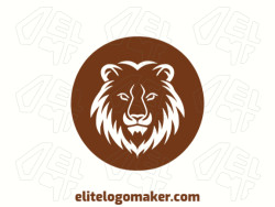 Template logo in the shape of a lion head with circular design and brown color.