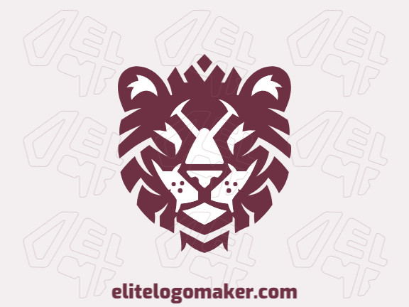 Vector logo in the shape of a lion head with abstract design and brown color.
