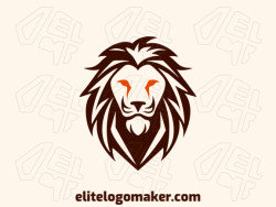 A fierce lion head in mascot style, adorned with bold orange and dark brown colors.
