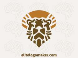 An abstract lion head in a rich shade of brown is the centerpiece of this logo. It captures the essence of strength and majesty.