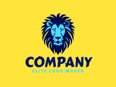 Un logo de cabeza de león sofisticado y simétrico en azul, que representa fuerza y profesionalismo, perfecto para una marca que busca una identidad audaz y refinada.