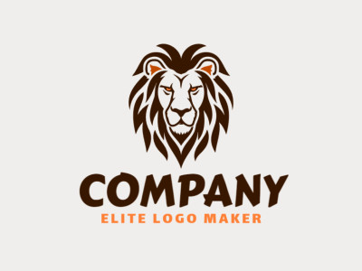 An abstract logo featuring a lion head, blending dynamic lines to create a powerful and distinguished brand symbol in shades of brown and orange.