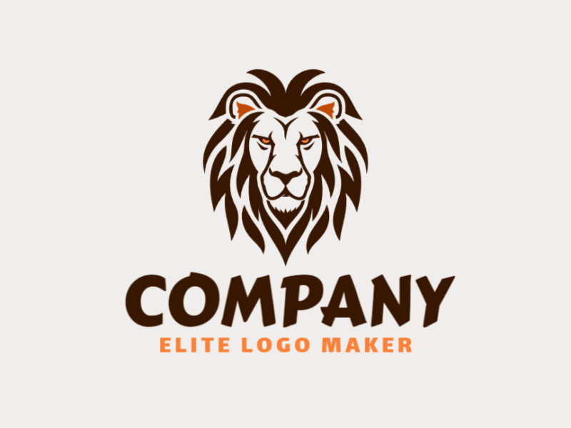 An abstract logo featuring a lion head, blending dynamic lines to create a powerful and distinguished brand symbol in shades of brown and orange.