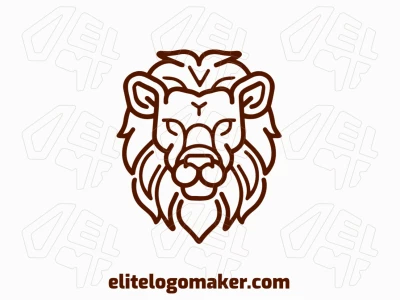 Una cabeza de león poderosa con un trazo único ruge confianza y liderazgo.