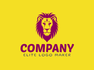 A symmetric logo featuring a majestic lion head, utilizing pink hues for a bold and striking design.