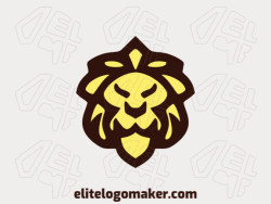 Um logotipo artesanal retratando uma cabeça majestosa de leão, feita com cuidado e habilidade, evocando força e tradição.