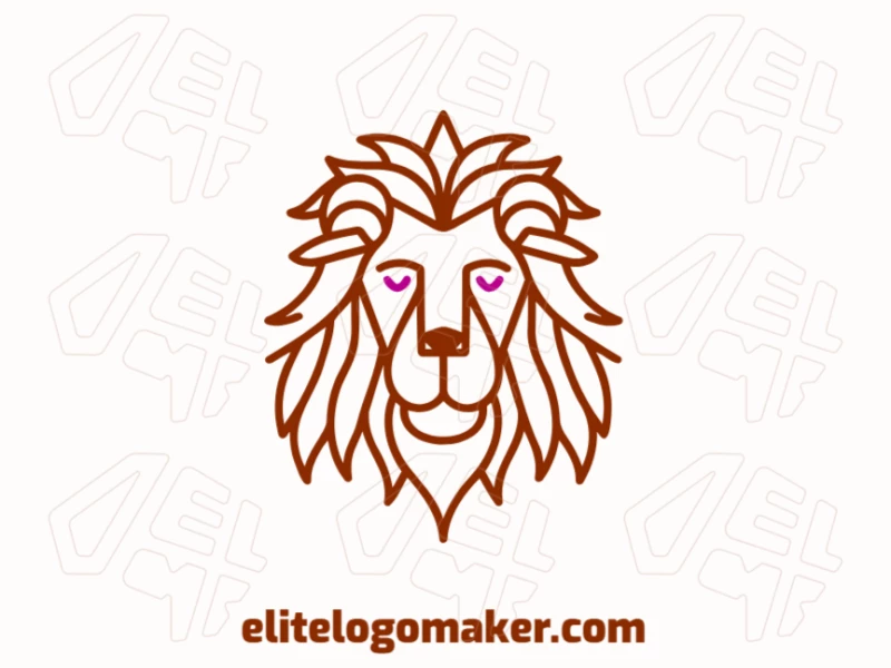 Un diseño de logotipo de alta calidad con la cabeza de un león y varias líneas en estilo monolinea, ofreciendo un aspecto elegante y sofisticado.