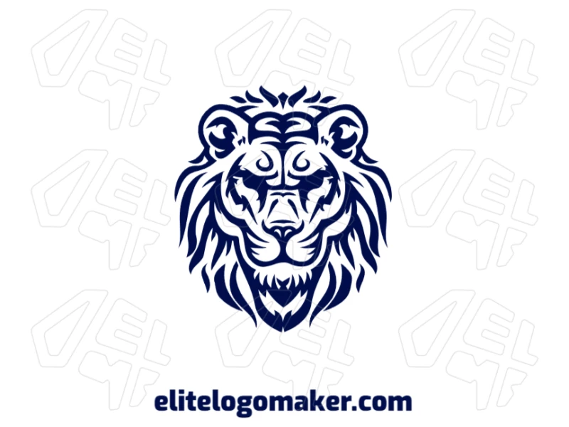 A tribal lion head design with bold lines and patterns, making it a noticeable and striking logo with a strong visual presence.