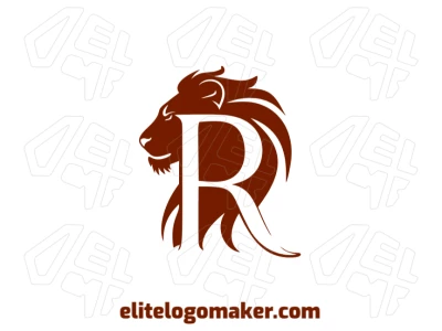 Um design criativo de um leão mesclado com a letra "R", usando um estilo de duplo sentido para um conceito de logotipo elegante.