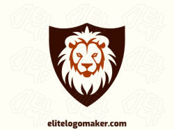 An emblem-style logo featuring a majestic lion and shield in rich shades of brown and dark brown, symbolizing strength and protection.