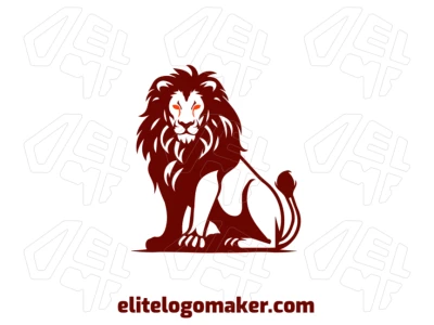 O leão sentado com um design sofisticado no estilo mascote oferece uma representação criativa e ousada de força e elegância.
