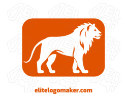 This logo design features an orange lion in a walking pose, making the perfect mascot for your brand!