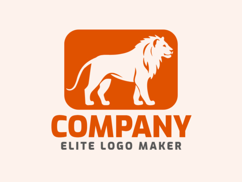 Este design de logotipo apresenta um leão laranja em uma pose de caminhada, tornando o mascote perfeito para sua marca!