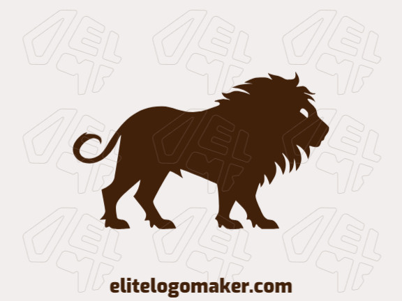 Logotipo simples criado com formas abstratas formando um leão andando com a cor marrom escuro.