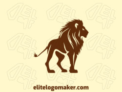 This abstract logo features a walking lion in brown. It's a powerful and dynamic representation, perfect for businesses that value courage and leadership.