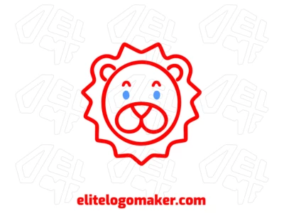 Concept logo featuring a lion in a monoline design with a childlike style, using a simple and playful red color scheme.