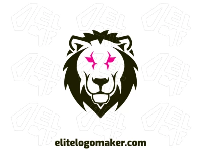 Un león con ojos rosados y un diseño simétrico, perfecto para un concepto único en la creación de logotipos.