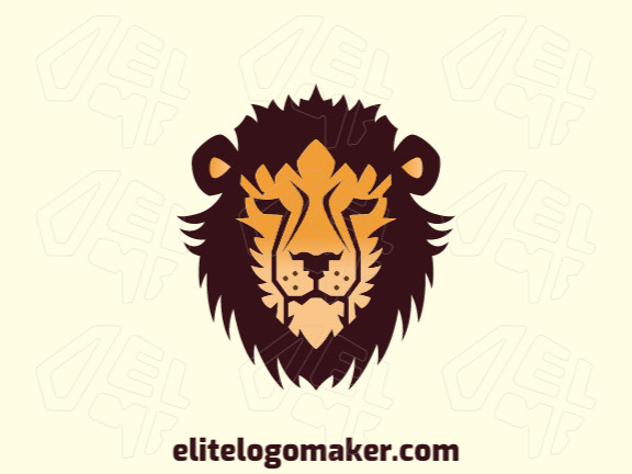 Create a vector logo for your company in the shape of a lion with a gradient style, the colors used were brown, orange, and yellow.