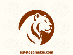A sophisticated logo in the shape of a lioness with a sleek negative space style, featuring a captivating brown color palette.