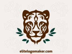 Customizable logo in the shape of a lioness head with a symmetric style, the colors used were dark brown and dark green.