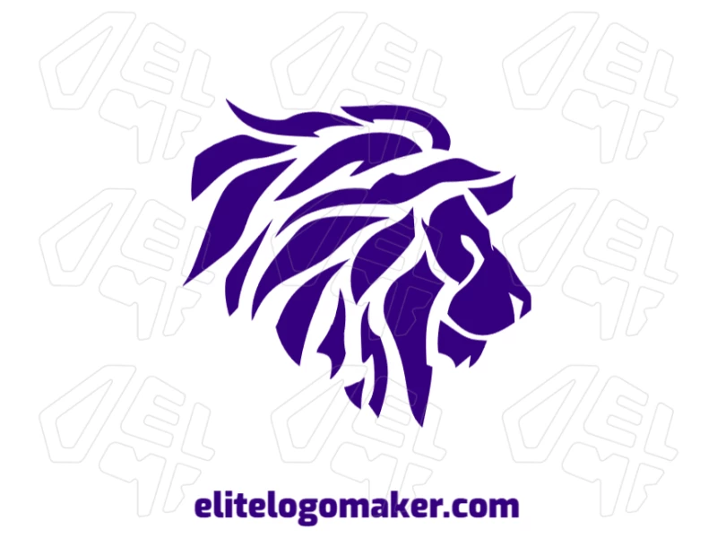 Perfect logo featuring a lion's head with an interesting design in purple, combining strength and creativity in a bold animal-inspired style.