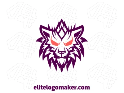 Design de logotipo chamativo com a cabeça de um leão e olhos laranja em estilo abstrato, criando uma identidade visual marcante e impactante.