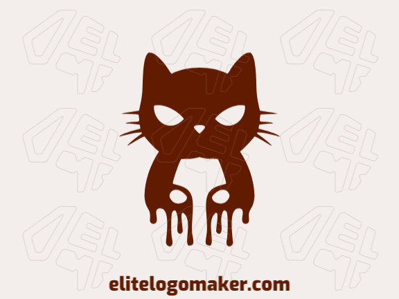 Create your logo in the shape of a liquid cat with a simple style and dark brown color.