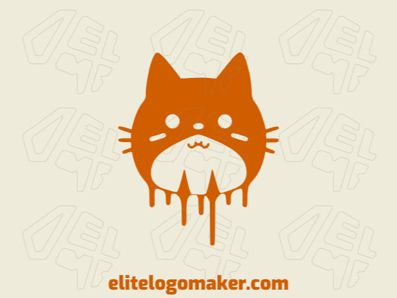 Logotipo vetorial com a forma de um gato líquido com estilo criativo e cor laranja escuro.