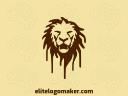 A sophisticated logo in the shape of a liquid lion with a sleek abstract style, featuring a captivating dark brown color palette.