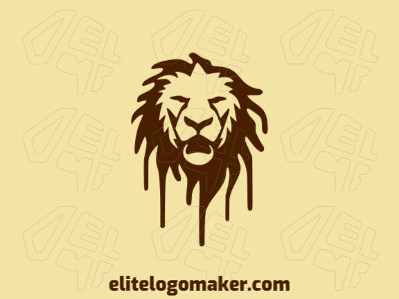 Um logotipo profissional em forma de um leão líquido com um estilo abstrato, a cor utilizada foi marrom escuro.