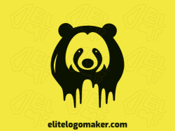 Create a logo for your company in the shape of a liquid panda bear with a pictorial style and black color.
