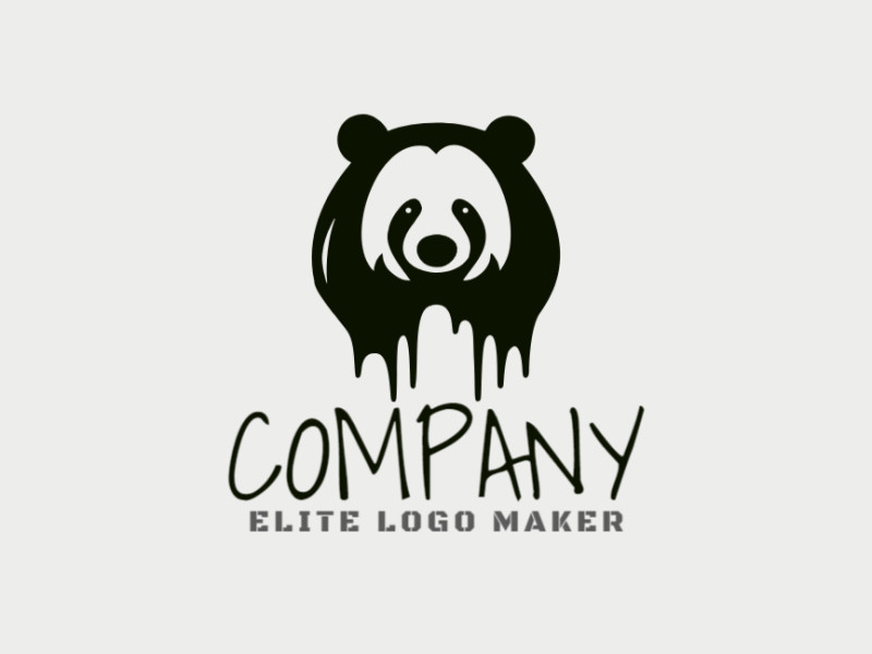 Create a logo for your company in the shape of a liquid panda bear with a pictorial style and black color.