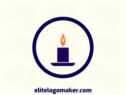 Create a logo for your company in the shape of a lit candle with a minimalist style with orange and dark blue colors.