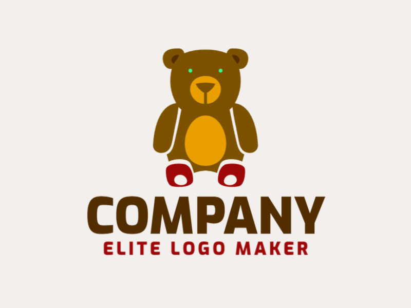 A charming animal-themed logo featuring a cute little bear, exuding warmth and character, with color options including green, brown, dark red, and dark yellow.