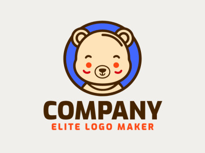 A charming childish logo featuring a little bear, styled with playful lines and colored in blue, brown, orange, and beige for a delightful and engaging look.