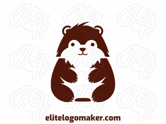 Create your own logo in the shape of a little bear, with a minimalist style and brown color.