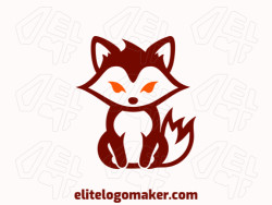 Logo with creative design, forming a little fox with simple style and customizable colors.