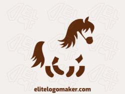 Logotipo customizável com a forma de um cavalinho com design criativo e estilo infantil.