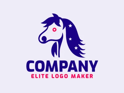 Logo template for sale in the shape of a little horse, the colors used was pink and dark blue.