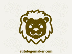 A playful logo with a cute little lion in a childlike style, using brown colors.