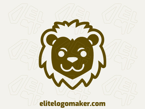 Um logotipo lúdico com um leãozinho adorável em um estilo infantil, utilizando tons de marrom.
