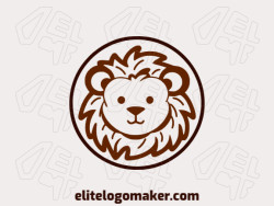 Create your online logo in the shape of a little lion with customizable colors and childish style.