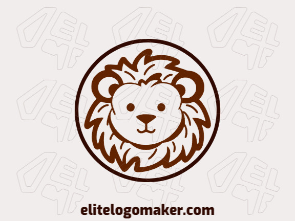 Crie seu logotipo online com a forma de um leãozinho com cores customizáveis e estilo infantil.