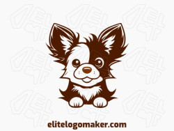 Logotipo adaptável com a forma de um cachorrinho pequeno com estilo simples, as cores utilizadas foi marrom e marrom escuro.