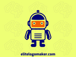 Logo in the shape of a little robot with an orange color, this logo is ideal for different business areas.