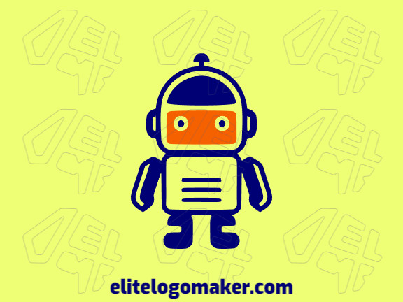 Logotipo com a forma de um robozinho com as cores laranja e azul escuro, esse logotipo é ideal para diferentes áreas de negócio.