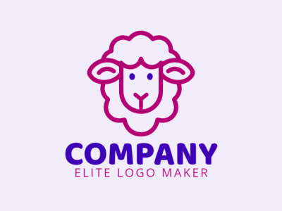 Um design de logotipo caprichoso e cativante com uma pequena ovelha, perfeito para evocar um sentimento de inocência e alegria em tons vibrantes de azul e rosa.
