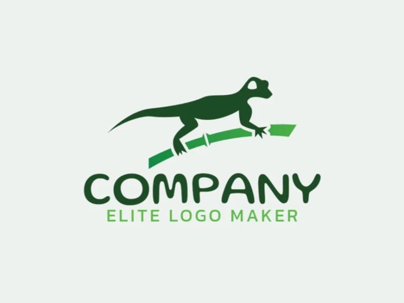 Animal logo design in the shape of a lizard combined with bamboo, the color used is green.